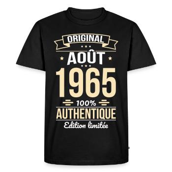 Anniversaire 60 ans - Original - Août 1965 - T-shirt Premium bio Homme - noir - Devant - Nico (187cm)