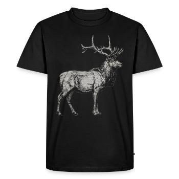 Cerf, cerf, élan, andouiller, animal, forêt, animal, cadeau - T-shirt Premium bio Homme - noir - Devant - Nico (187cm)