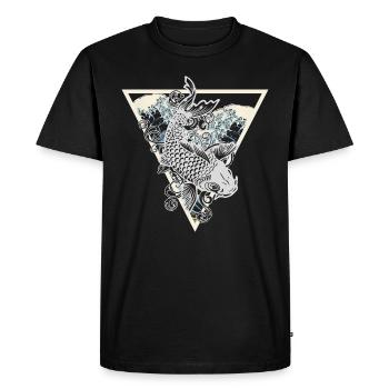 Koi Fish Triangle Japan Water Wave Gift - Men's Premium Organic T-Shirt - black - Front - Nico (187cm)