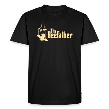 Le Beefather - Abeille miel Fleurs d'apiculteur en nid d'abeille - T-shirt Premium bio Homme - noir - Devant - Nico (187cm)
