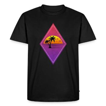 Coucher de soleil rétro - Palmiers Coucher de soleil été - T-shirt Premium bio Homme - noir - Devant - Nico (187cm)