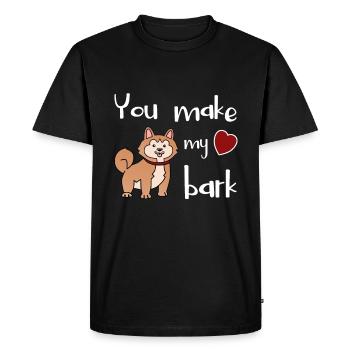 Akita Tu fais mon coeur aboyer - T-shirt Premium bio Homme - noir - Devant - Nico (187cm)