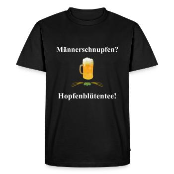 Men sniffing beer hop flower tea men - Men's Premium Organic T-Shirt - black - Front - Nico (187cm)