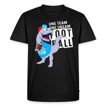 Football américain T-Rex - Un rêve, une équipe Dino - T-shirt Premium bio Homme - noir - Devant - Nico (187cm)