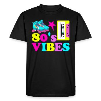 80's vibes - T-shirt Premium bio Homme - noir - Devant - Nico (187cm)