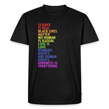 SCIENCE IS REAL Black lives Matter - Men's Premium Organic T-Shirt - black - Front - Nico (187cm)