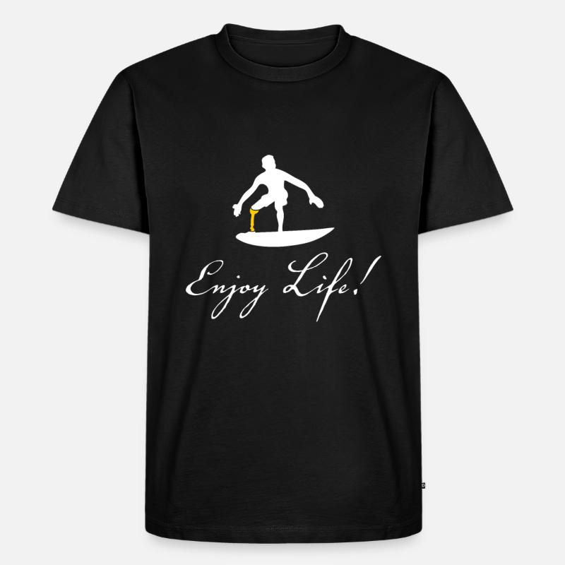 Surfer mit Prothese - Männer Premium Bio T-Shirt - Schwarz