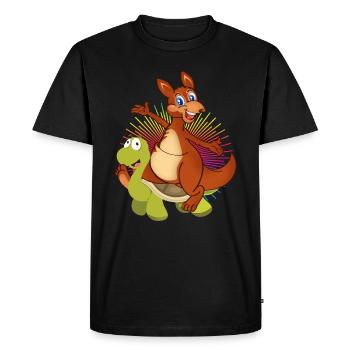 Kangaroo rides turtle - Men's Premium Organic T-Shirt - black - Front - Nico (187cm)