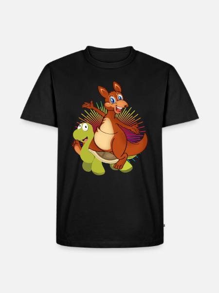 Kangaroo rides turtle - Men's Premium Organic T-Shirt - black