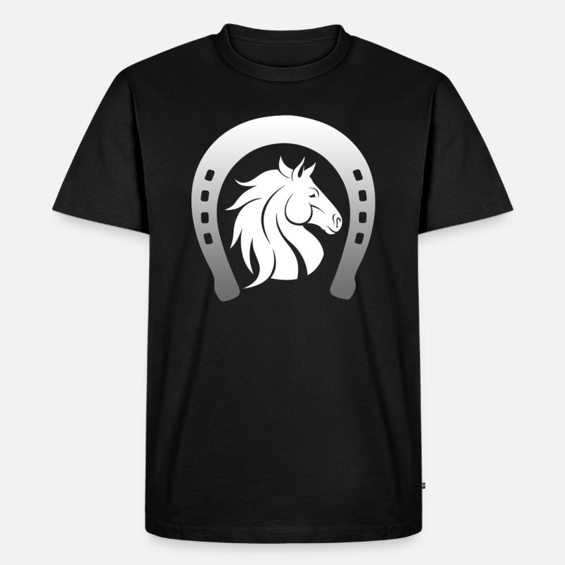 Glückspferd mit Huf - Männer Premium Bio T-Shirt - Schwarz