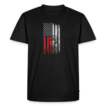 Pompiers ÉTATS-UNIS Drapeau pompier cadeau - T-shirt Premium bio Homme - noir - Devant - Nico (187cm)