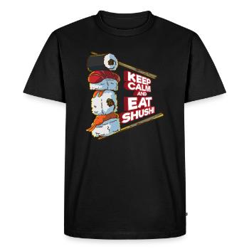 Les baguettes japonaises de poisson sushi gardent un cadeau calme - T-shirt Premium bio Homme - noir - Devant - Nico (187cm)