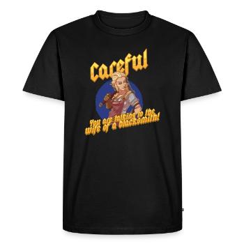 Blacksmith blacksmith wife Wife Careful caution - Men's Premium Organic T-Shirt - black - Front - Nico (187cm)