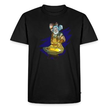 Blacksmith forging sword ember hammer work - Men's Premium Organic T-Shirt - black - Front - Nico (187cm)