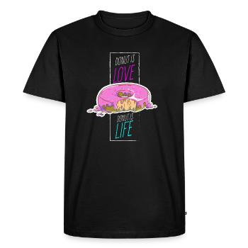 Donut love life love live donut luck - Men's Premium Organic T-Shirt - black - Front - Nico (187cm)