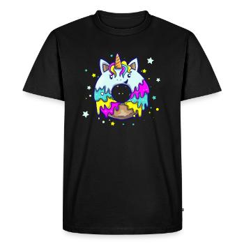 Donut Drôle Licorne Licorne Sucré Dessert Sucre - T-shirt Premium bio Homme - noir - Devant - Nico (187cm)