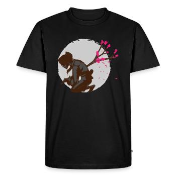 Samurai Robe Seppuku Harakiri Dague Fleurs de Cerisier - T-shirt Premium bio Homme - noir - Devant - Nico (187cm)
