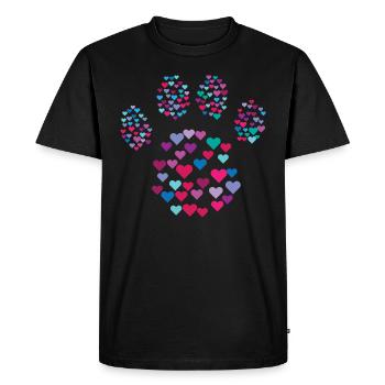 Paw Print Coeur Idée Cadeau Chien Amant Patte - T-shirt Premium bio Homme - noir - Devant - Nico (187cm)