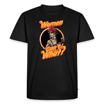 Les femmes ne peuvent pas quoi? Pompier - T-shirt Premium bio Homme - noir - Devant - Nico (187cm)
