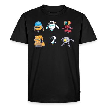 Funny Robot Technology Cute Colorful Robots - Men's Premium Organic T-Shirt - black - Front - Nico (187cm)