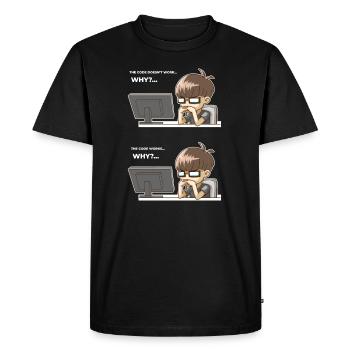 Funny programming code works why - Men's Premium Organic T-Shirt - black - Front - Nico (187cm)