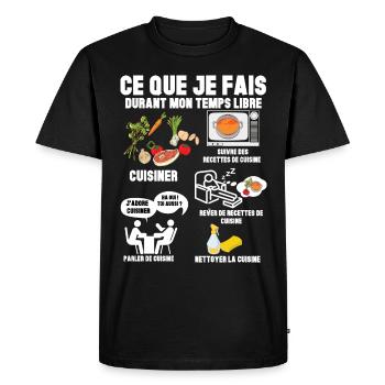 Cuisine Passion Métier Cuisinier Cuisinière - T-shirt Premium bio Homme - noir - Devant - Nico (187cm)