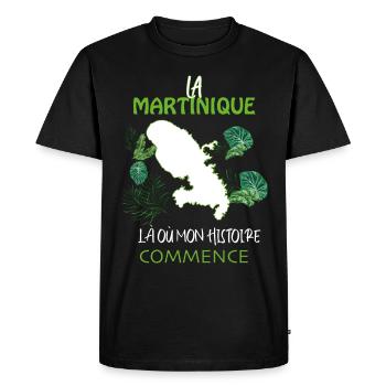 La Martinique La Plus Belle Histoire - T-shirt Premium bio Homme - noir - Devant - Nico (187cm)