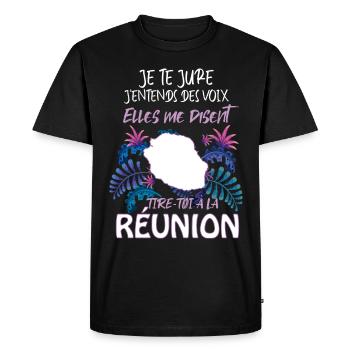La Réunion me Manque Humour Homme Ou Femme - T-shirt Premium bio Homme - noir - Devant - Nico (187cm)