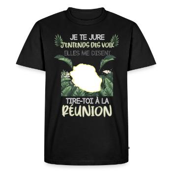 La Réunion Mon île Ma Passion - T-shirt Premium bio Homme - noir - Devant - Nico (187cm)