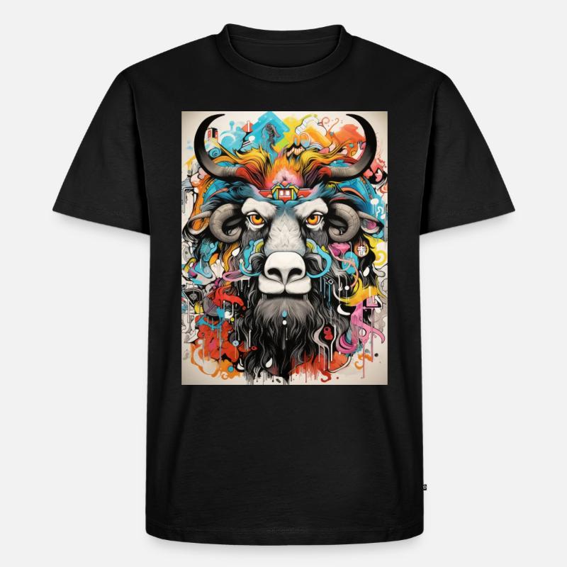 bison graffiti geometrie - Männer Premium Bio T-Shirt - Schwarz