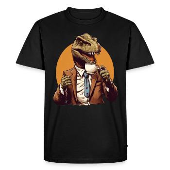 Tea-Rex - Funny Dinosaur Tea Motif - Men's Premium Organic T-Shirt - black - Front - Nico (187cm)
