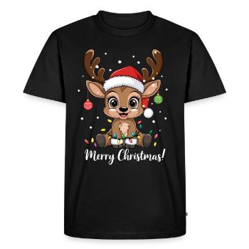 Renne Noël drôle mignon Joyeux Noël - T-shirt Premium bio Homme - noir - Devant - Nico (187cm)