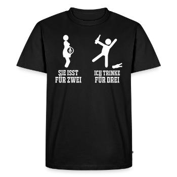 Ich trinke für drei - Männer Premium Bio T-Shirt - Schwarz - Vorne - Nico (187cm)