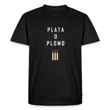 Mafia - PLATA O PLOMO - Men's Premium Organic T-Shirt - black - Front - Nico (187cm)