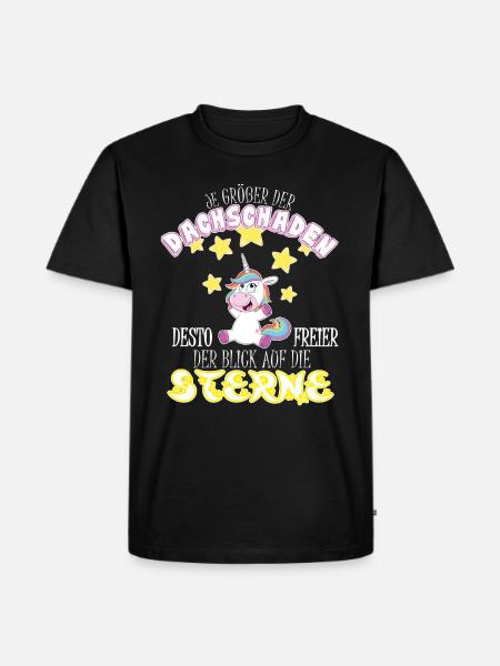 Dachschaden Einhorn - Männer Premium Bio T-Shirt - Schwarz
