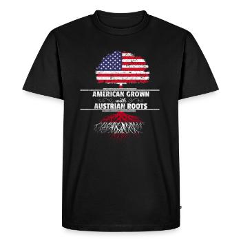 Autriche racines Amérique USA drapeau arbre de naissance - T-shirt Premium bio Homme - noir - Devant - Nico (187cm)
