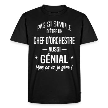 Chef d'orchestre - T-shirt Premium bio Homme - noir - Devant - Nico (187cm)
