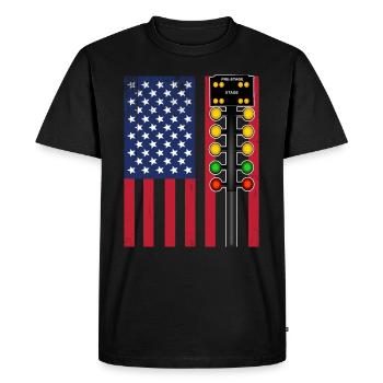 Drag Racing USA Flag - Men's Premium Organic T-Shirt - black - Front - Nico (187cm)