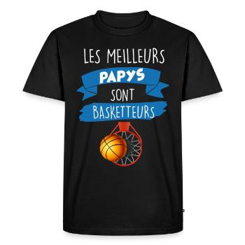 Les meilleurs papy sont basketteurs Cadeau Homme - T-shirt Premium bio Homme - noir - Devant - Nico (187cm)