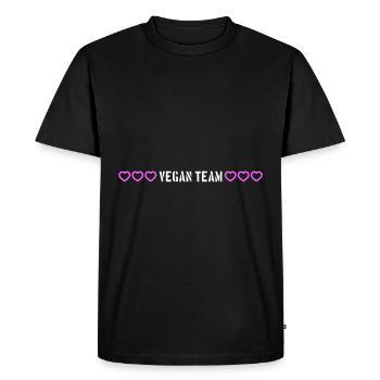 Vegan Team Hearts - Men's Premium Organic T-Shirt - black - Front - Nico (187cm)