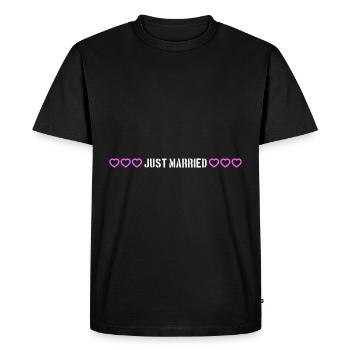 Just Married Wedding Hearts - Men's Premium Organic T-Shirt - black - Front - Nico (187cm)