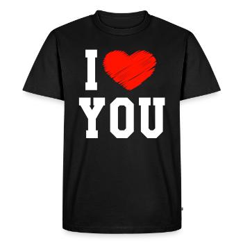 I Love You - Men's Premium Organic T-Shirt - black - Front - Nico (187cm)