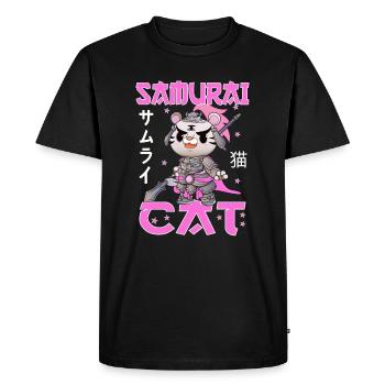Samurai Cat japan cat anime - Men's Premium Organic T-Shirt - black - Front - Nico (187cm)