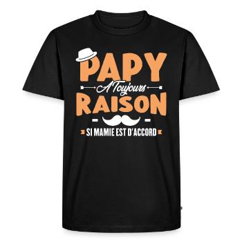 Papy a toujours raison si mamie est d'accord - T-shirt Premium bio Homme - noir - Devant - Nico (187cm)
