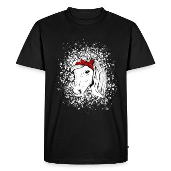 Horse with snowflakes - Men's Premium Organic T-Shirt - black - Front - Nico (187cm)
