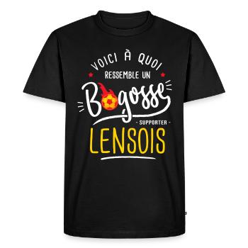 football lens bogosse foot supporter lensois - T-shirt Premium bio Homme - noir - Devant - Nico (187cm)