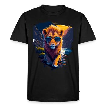 Mignon bébé lion - T-shirt Premium bio Homme - noir - Devant - Nico (187cm)