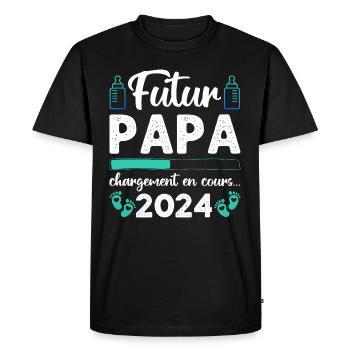 Futur papa 2024 annonce naissance cadeau pour père - T-shirt Premium bio Homme - noir - Devant - Nico (187cm)