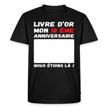 Livre d' or mon 18 ème anniversaire cadeau - T-shirt Premium bio Homme - noir - Devant - Nico (187cm)