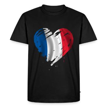 heart coeur france - T-shirt Premium bio Homme - noir - Devant - Nico (187cm)
